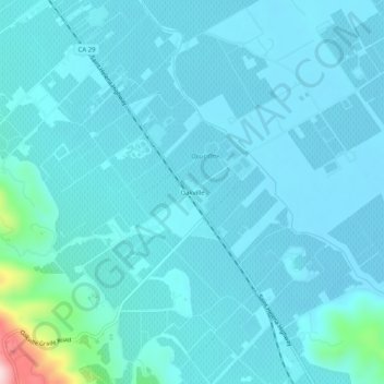 Mappa topografica Oakville, altitudine, rilievo
