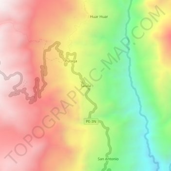 Mappa topografica Salala, altitudine, rilievo