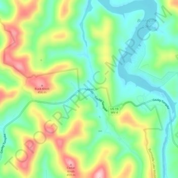 Mappa topografica Napier, altitudine, rilievo