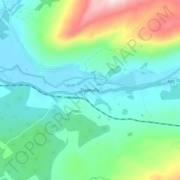Mappa topografica Dalmally, altitudine, rilievo
