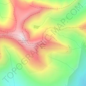 Mappa topografica Argyll and Bute, altitudine, rilievo