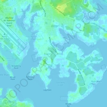 Mappa topografica Bowleys Quarters, altitudine, rilievo