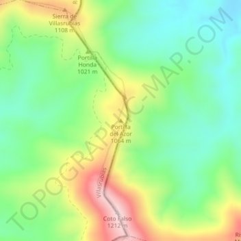 Mappa topografica Portilla del Azor, altitudine, rilievo