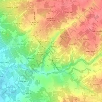 Mappa topografica La Guitière, altitudine, rilievo