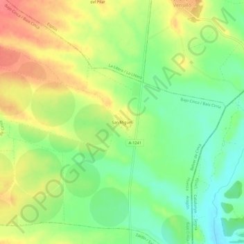 Mappa topografica San Miguel, altitudine, rilievo