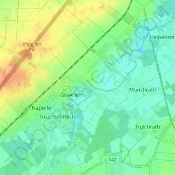 Mappa topografica Neubrück, altitudine, rilievo