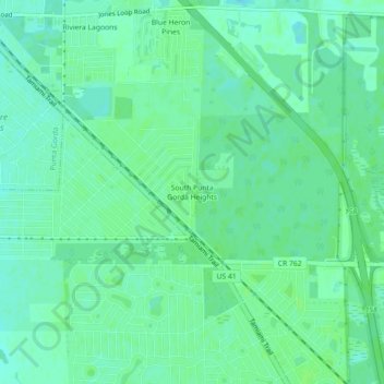 Mappa topografica South Punta Gorda Heights, altitudine, rilievo