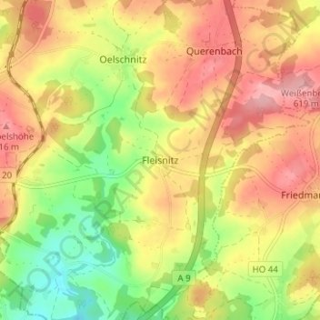 Mappa topografica Fleisnitz, altitudine, rilievo