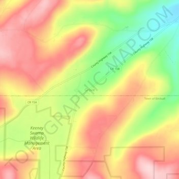 Mappa topografica Grove, altitudine, rilievo