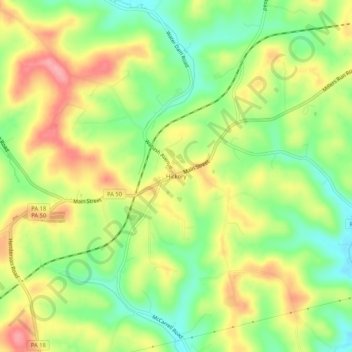 Mappa topografica Hickory, altitudine, rilievo