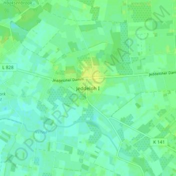 Mappa topografica Jeddeloh I, altitudine, rilievo