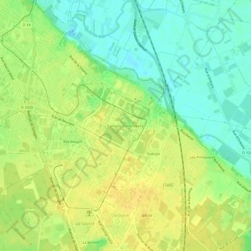 Mappa topografica Campus Universitaire, altitudine, rilievo