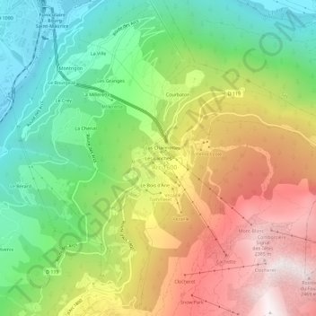 Mappa topografica Les Lanches, altitudine, rilievo