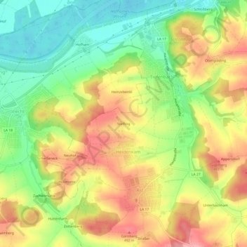 Mappa topografica Steffing, altitudine, rilievo