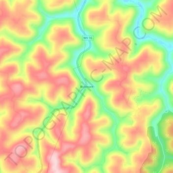 Mappa topografica Bickmore, altitudine, rilievo