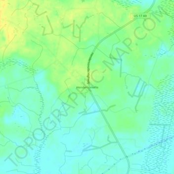 Mappa topografica Hendersonville, altitudine, rilievo