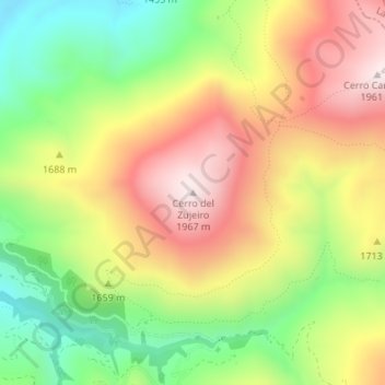 Mappa topografica Cerro del Zujeiro, altitudine, rilievo