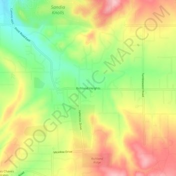 Mappa topografica Richland Heights, altitudine, rilievo