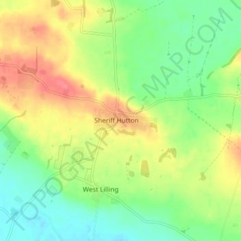 Mappa topografica Sheriff Hutton, altitudine, rilievo
