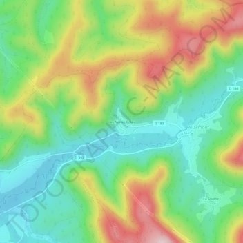 Mappa topografica Les Noires Colas, altitudine, rilievo