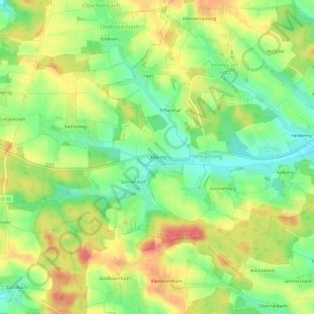 Mappa topografica Ottering, altitudine, rilievo