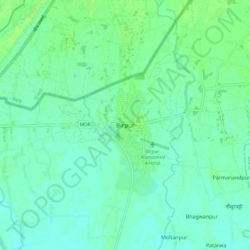 Mappa topografica Birpur, altitudine, rilievo