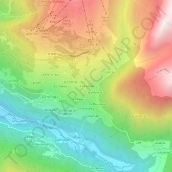 Mappa topografica Le Châtelard, altitudine, rilievo