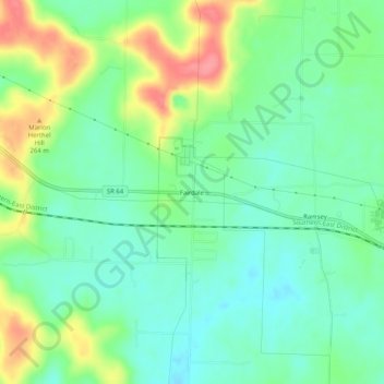 Mappa topografica Fairdale, altitudine, rilievo