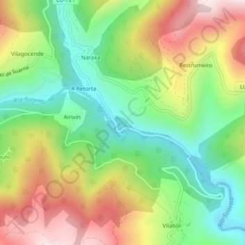 Mappa topografica Suarna, altitudine, rilievo