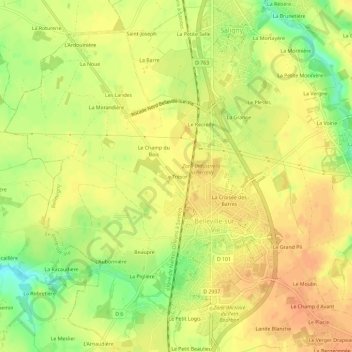 Mappa topografica Le Trésor, altitudine, rilievo