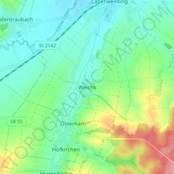 Mappa topografica Weichs, altitudine, rilievo