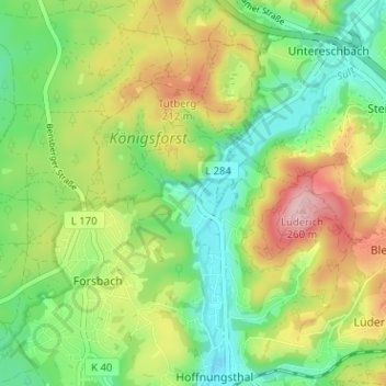 Mappa topografica Lehmbach, altitudine, rilievo