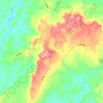 Mappa topografica 会龙村, altitudine, rilievo