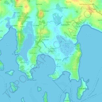 Mappa topografica Ker Eden, altitudine, rilievo