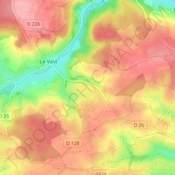 Mappa topografica Hameau Jean, altitudine, rilievo