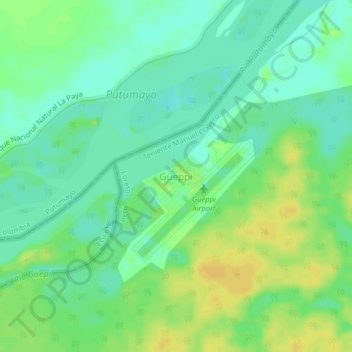 Mappa topografica Güeppí, altitudine, rilievo
