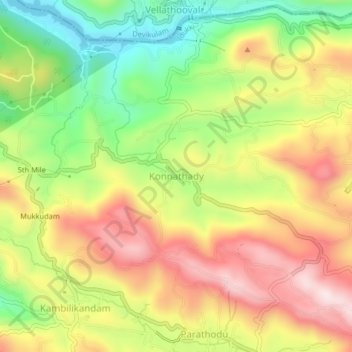 Mappa topografica Konnathady, altitudine, rilievo
