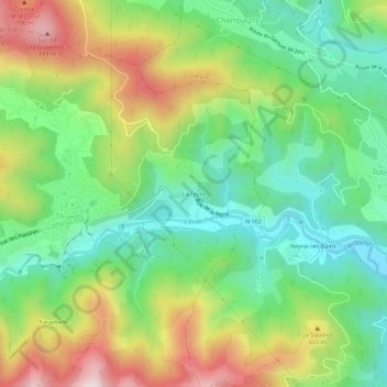 Mappa topografica La Teyre, altitudine, rilievo