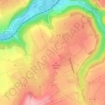 Mappa topografica Etuis Champs, altitudine, rilievo