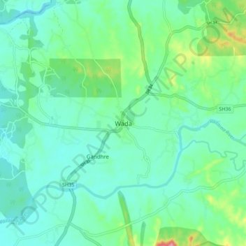 Mappa topografica Wada, altitudine, rilievo