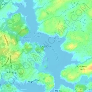 Mappa topografica Eagle Point, altitudine, rilievo