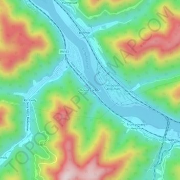 Mappa topografica Mount Carbon, altitudine, rilievo