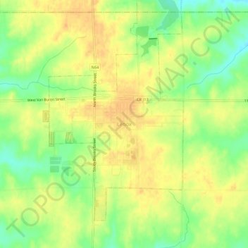 Mappa topografica Lenox, altitudine, rilievo