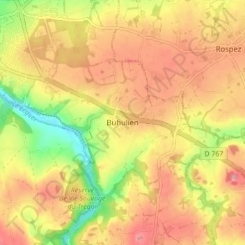 Mappa topografica Buhulien, altitudine, rilievo