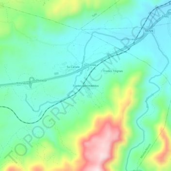 Mappa topografica Frades Berritteddos, altitudine, rilievo