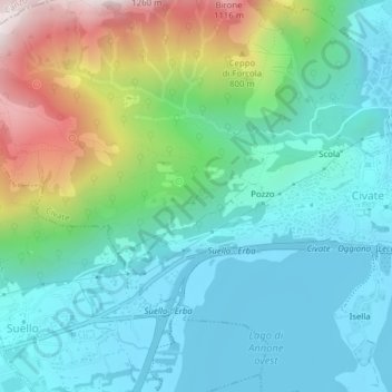 Mappa topografica buco della sabbia, altitudine, rilievo