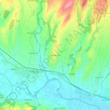 Mappa topografica Vespignano, altitudine, rilievo