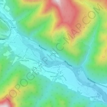 Mappa topografica Arresa, altitudine, rilievo