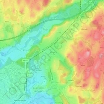 Mappa topografica Oflings, altitudine, rilievo