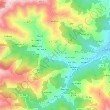 Mappa topografica La Caúcia, altitudine, rilievo